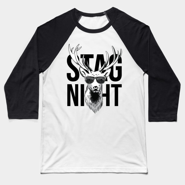 Stag Night Cool Bachelor Party Design Baseball T-Shirt by polliadesign